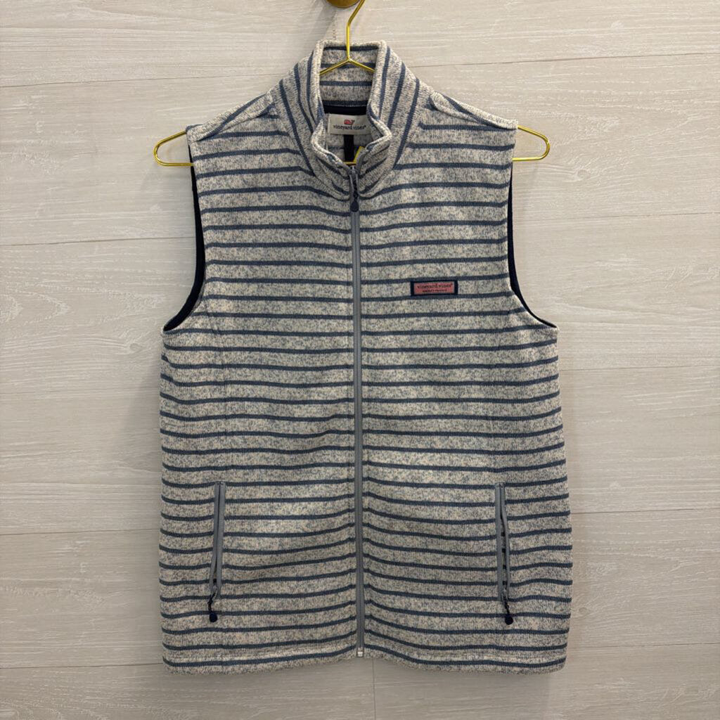 Vineyard Vines Blue Striped Zip Up Vest Medium