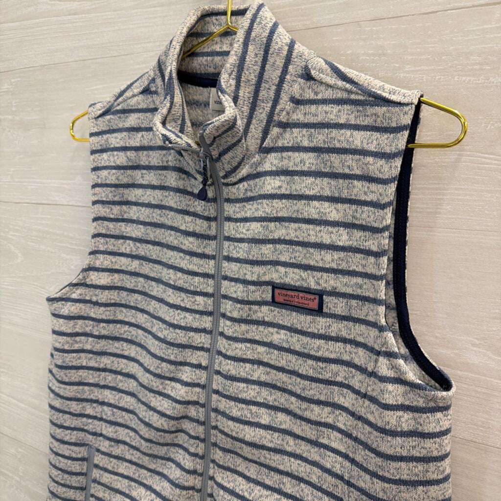 Vineyard Vines Blue Striped Zip Up Vest Medium