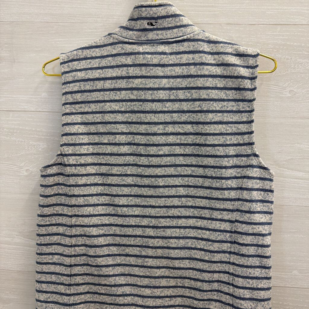Vineyard Vines Blue Striped Zip Up Vest Medium