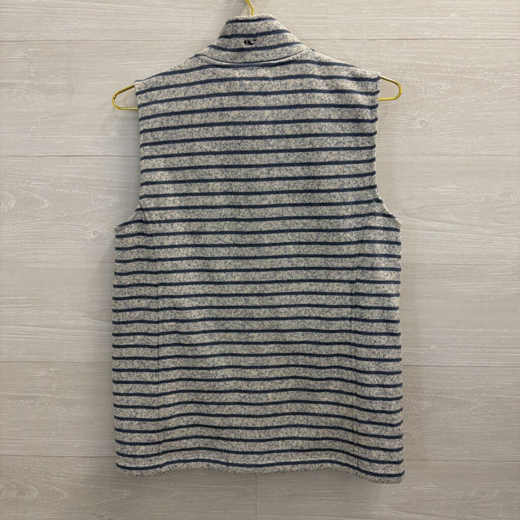 Vineyard Vines Blue Striped Zip Up Vest Medium