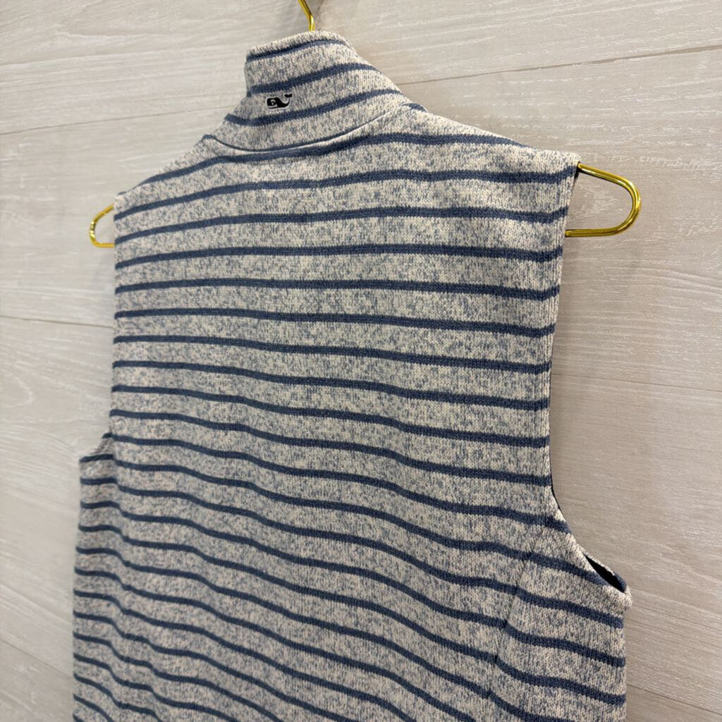 Vineyard Vines Blue Striped Zip Up Vest Medium