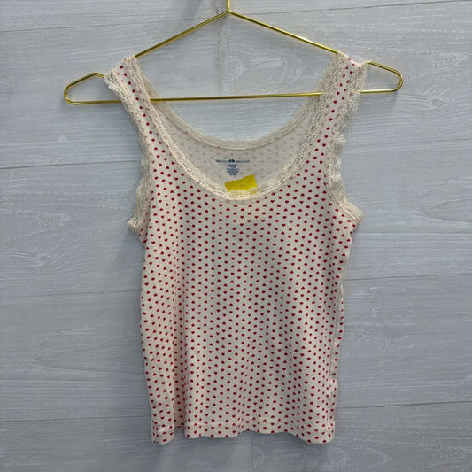 Brandy Melville White/ Red Heart Print Tank Top Small