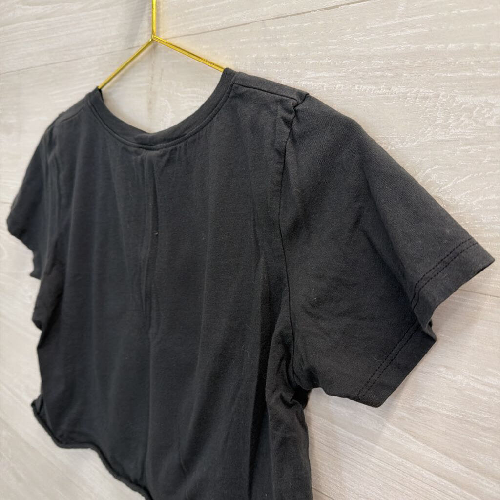 Altar'd State Grey/ Pink Smiley Face Cropped Short Sleeve Graphic Tee Extra Small