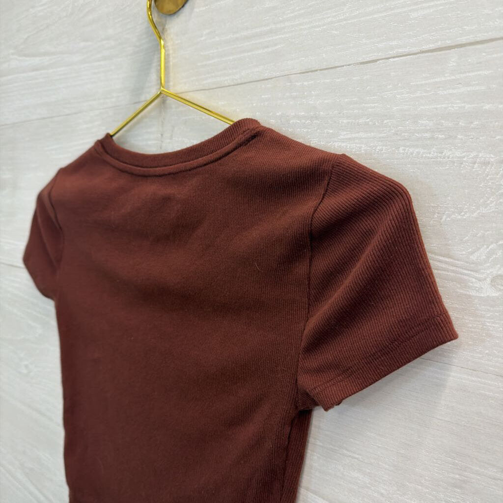 Brown Cropped Skeleton Short Sleeve Top Extra Small