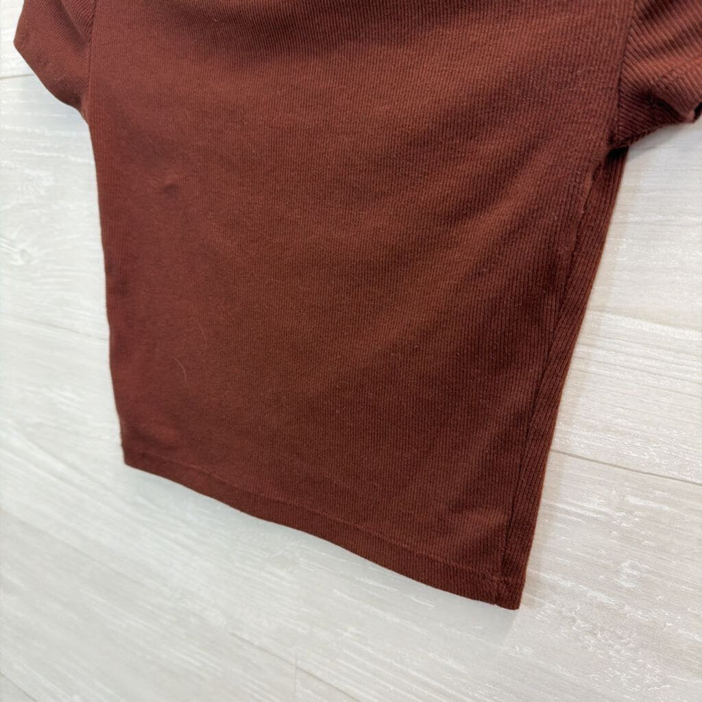 Brown Cropped Skeleton Short Sleeve Top Extra Small