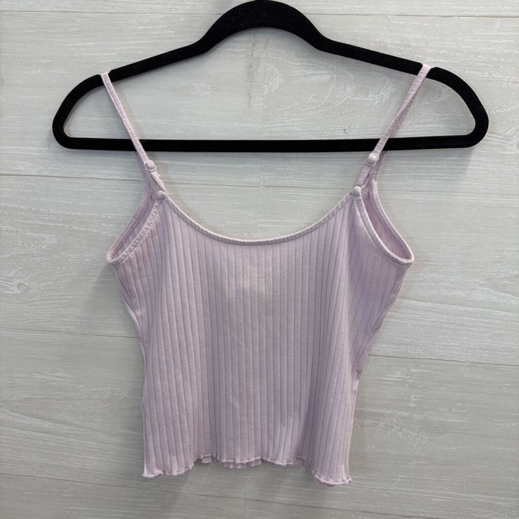 American Eagle Purple Ribbed Cropped Tank Top Small