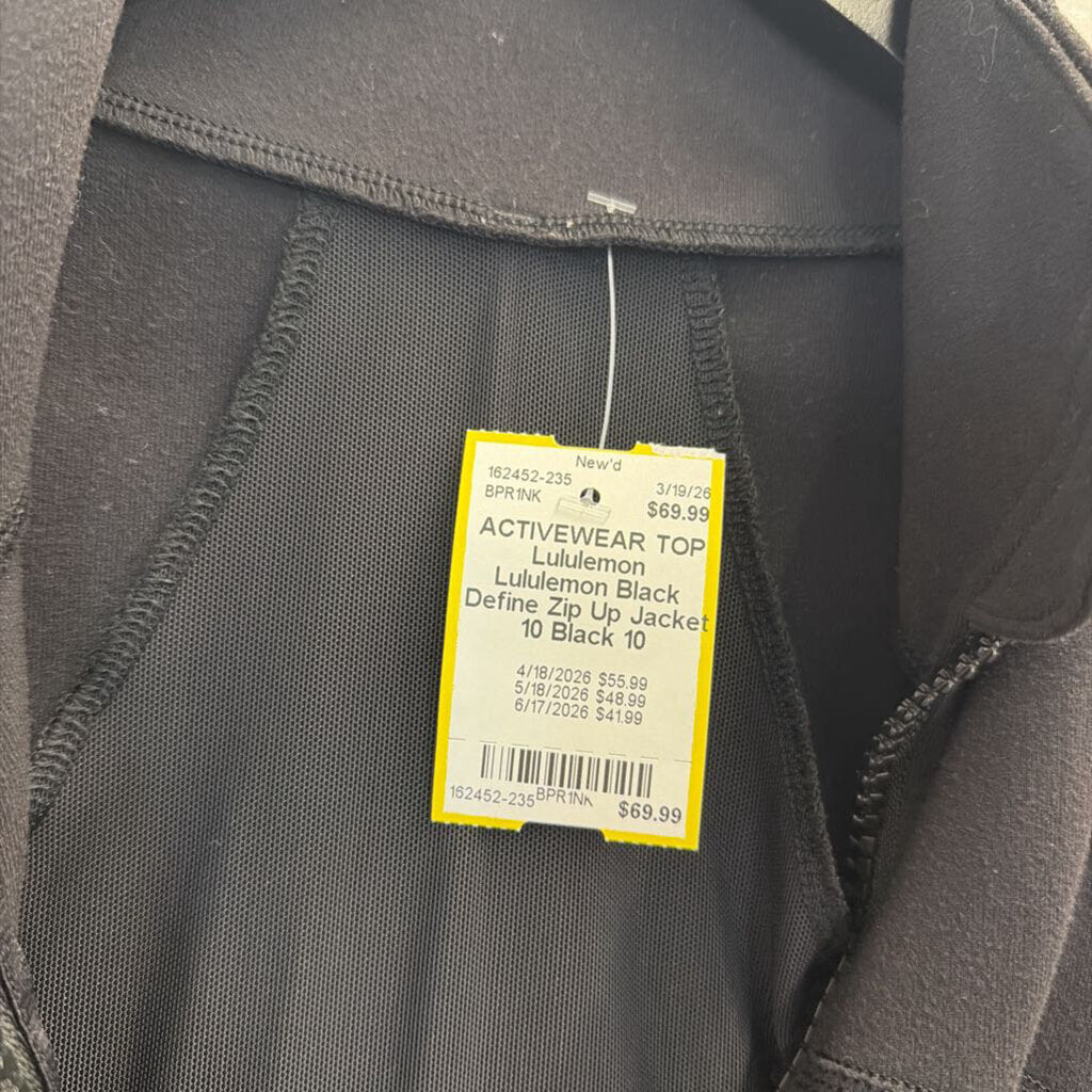 Lululemon Black Define Zip Up Jacket 10