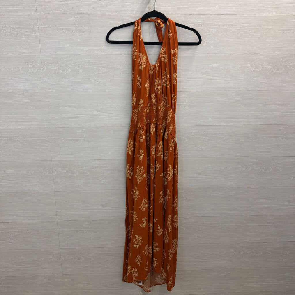 Cupshe Orange/ Cream Print One Shoulder Maxi Dress Small