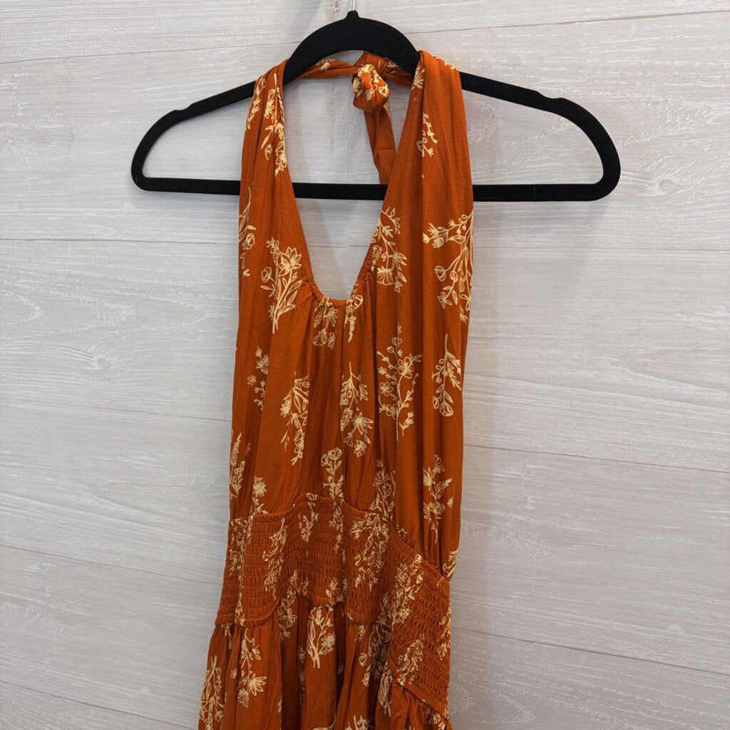 Cupshe Orange/ Cream Print One Shoulder Maxi Dress Small