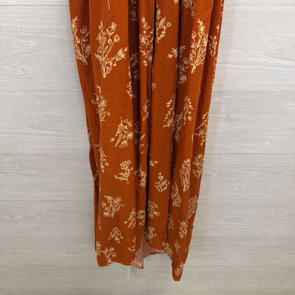 Cupshe Orange/ Cream Print One Shoulder Maxi Dress Small