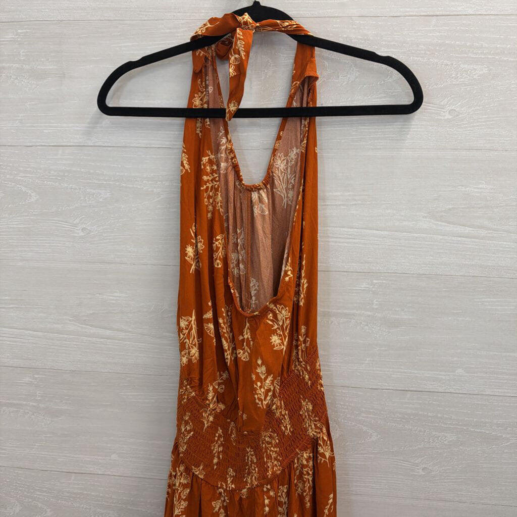Cupshe Orange/ Cream Print One Shoulder Maxi Dress Small