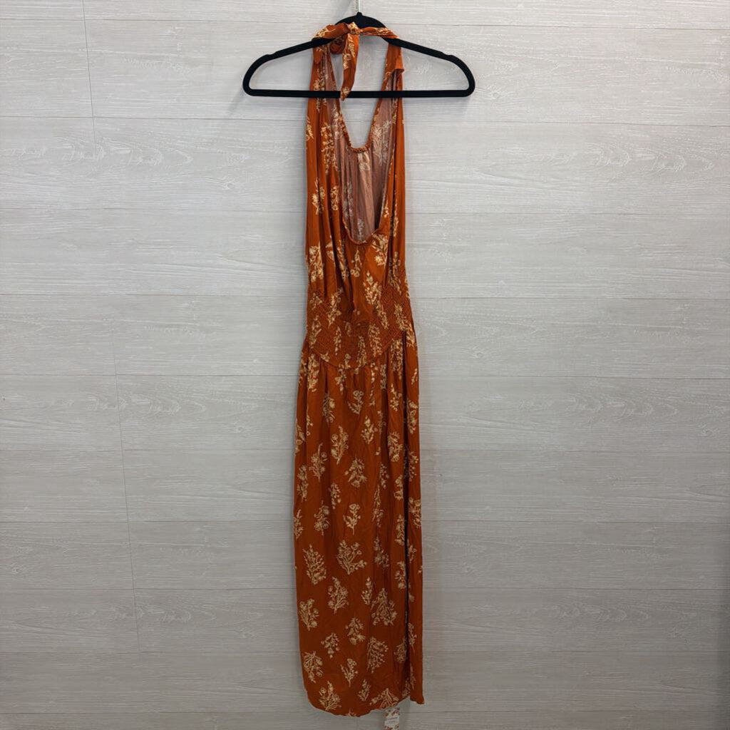 Cupshe Orange/ Cream Print One Shoulder Maxi Dress Small