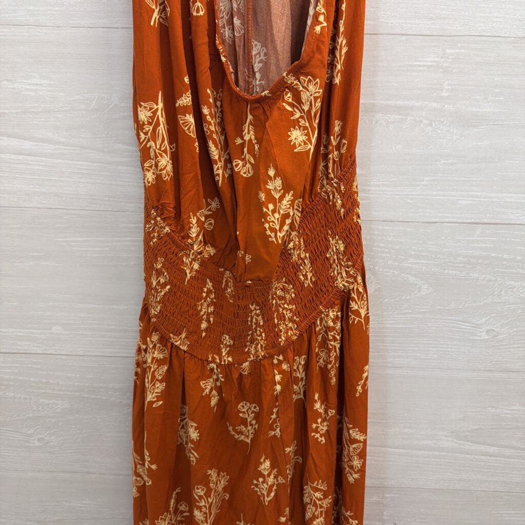 Cupshe Orange/ Cream Print One Shoulder Maxi Dress Small