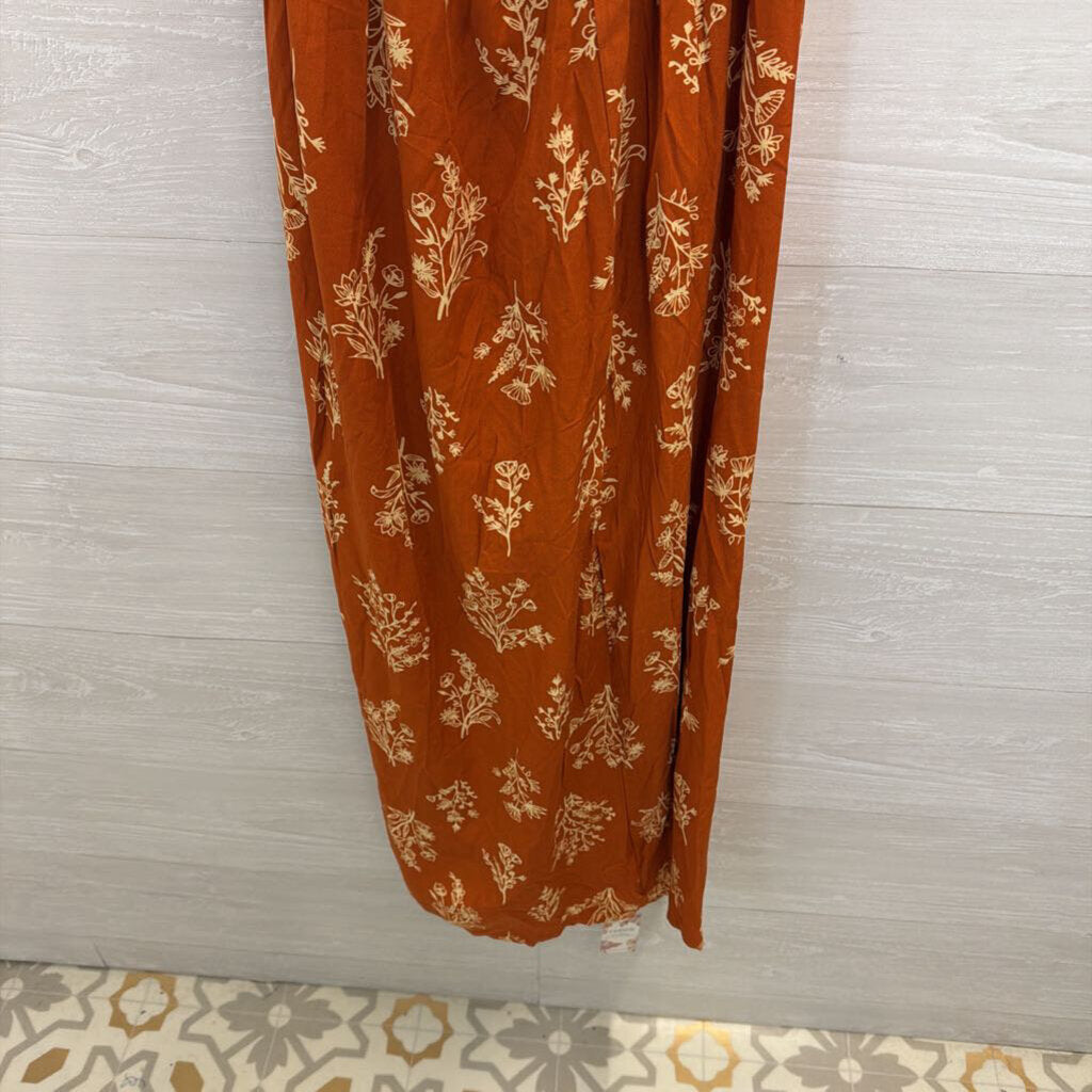 Cupshe Orange/ Cream Print One Shoulder Maxi Dress Small