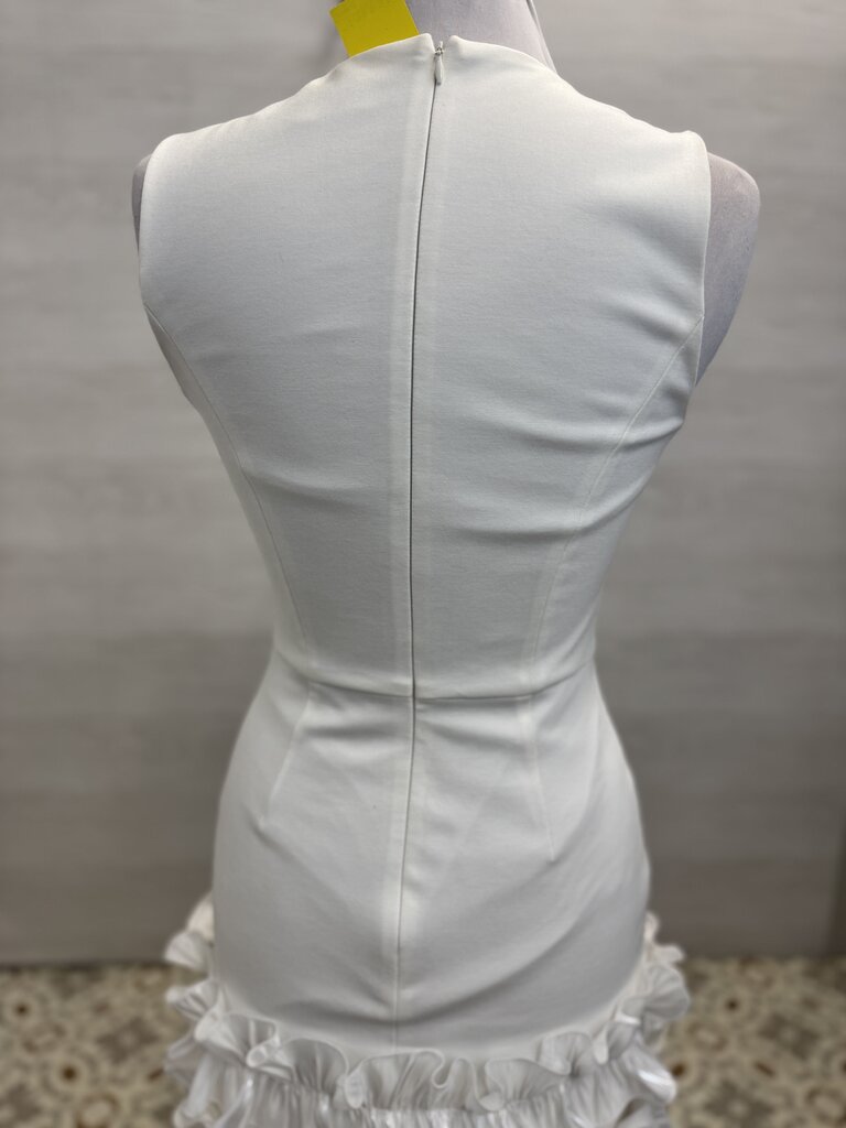 Elliatt White Cutout Ruffle Hem Sleeveless Dress Small