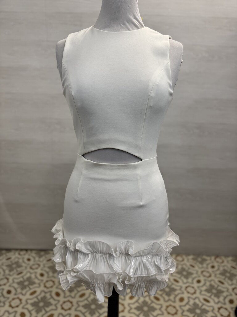 Elliatt White Cutout Ruffle Hem Sleeveless Dress Small