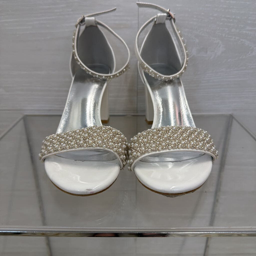 White Pearl Strappy Heels 37