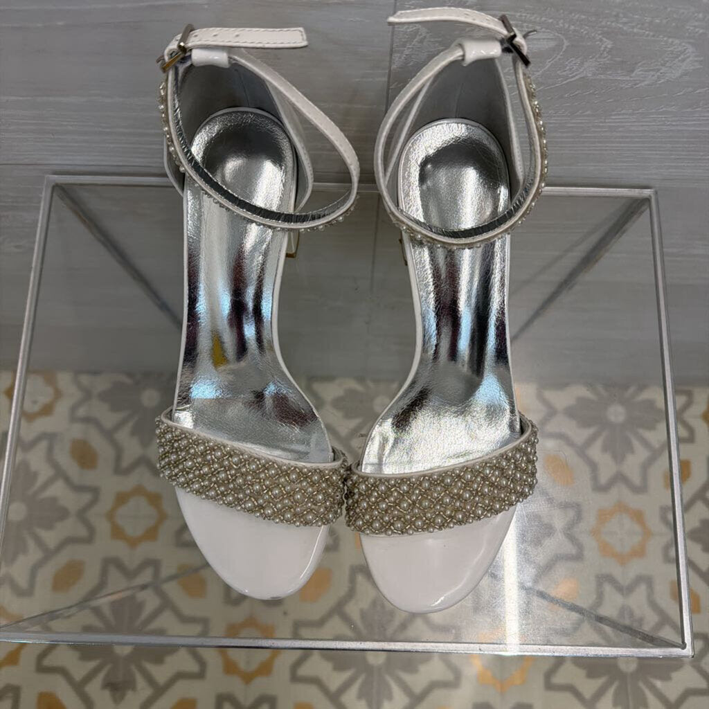 White Pearl Strappy Heels 37
