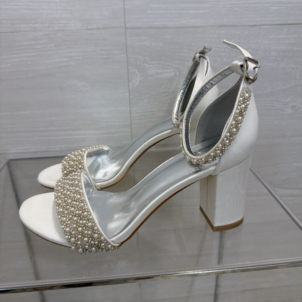White Pearl Strappy Heels 37