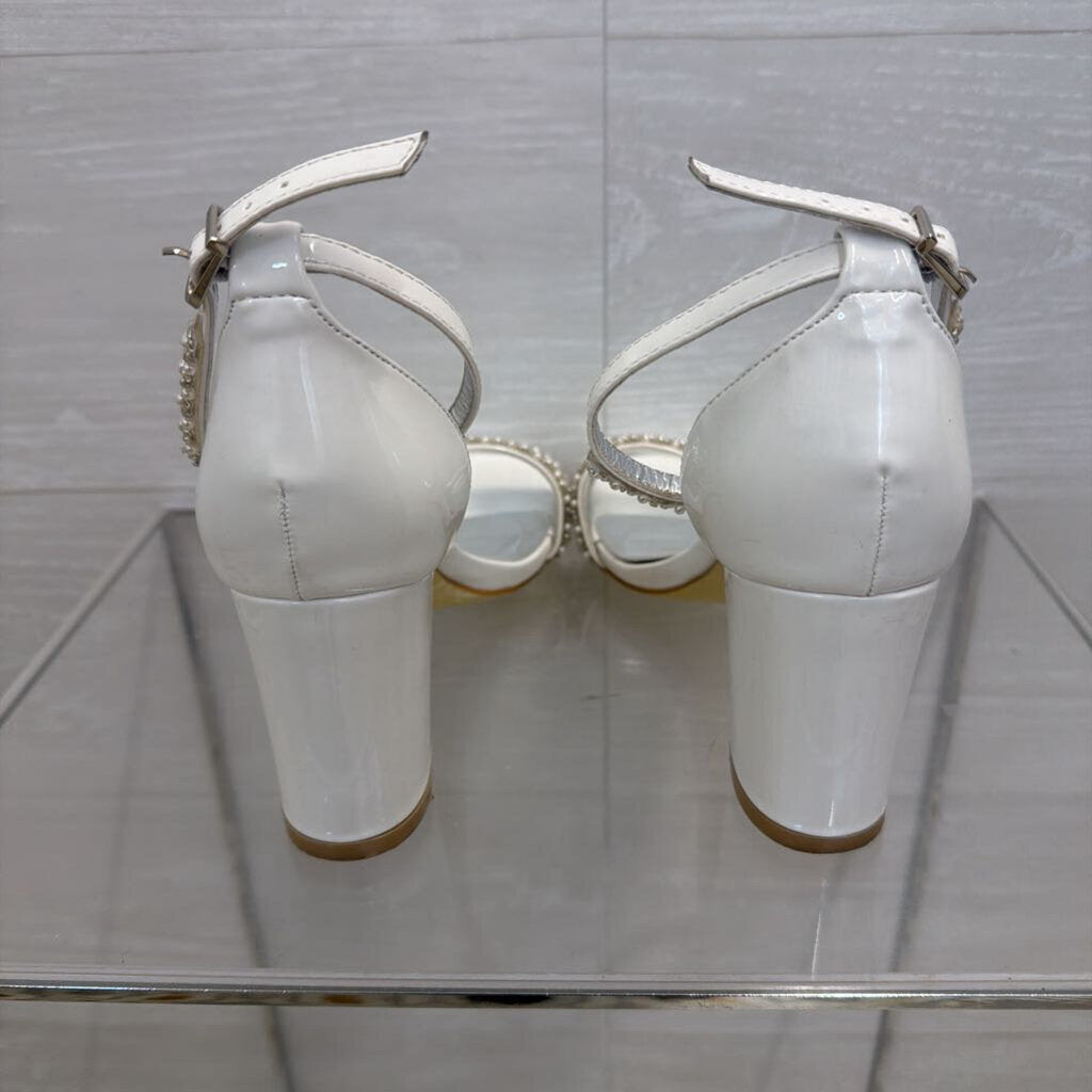 White Pearl Strappy Heels 37