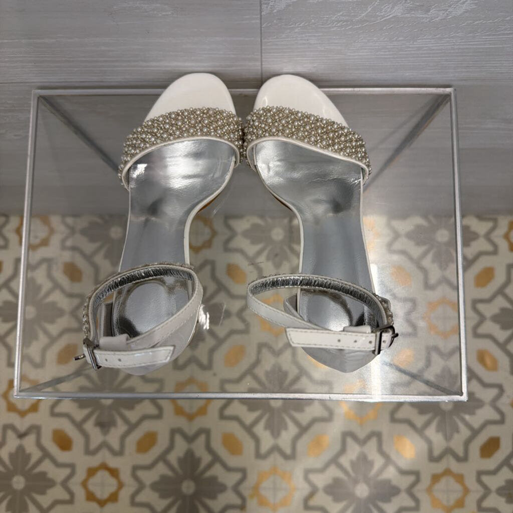 White Pearl Strappy Heels 37