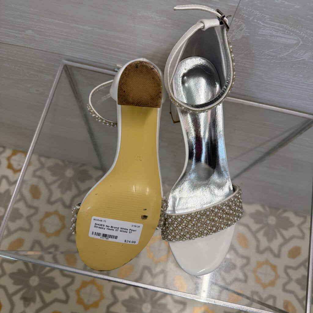 White Pearl Strappy Heels 37