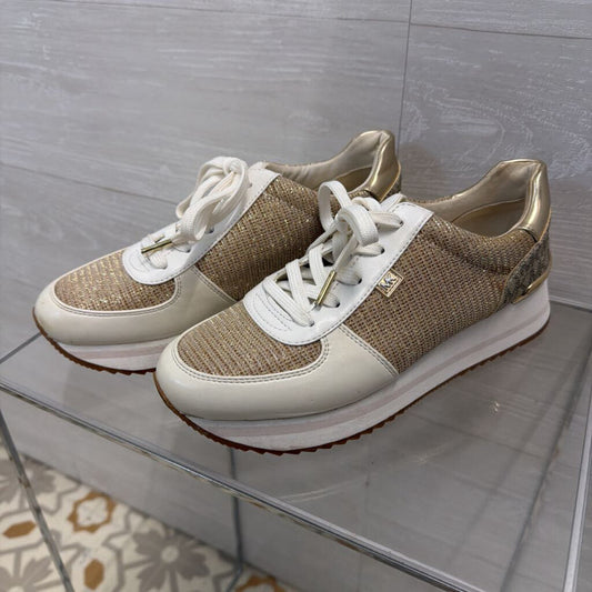 Michael Kors White/ Gold Shimmer Monique Sneakers 8