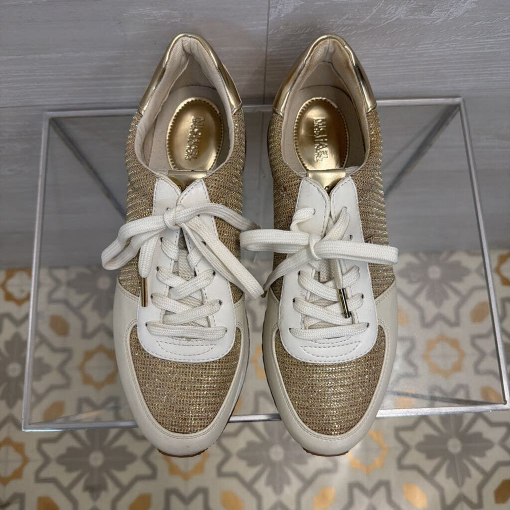 Michael Kors White/ Gold Shimmer Monique Sneakers 8