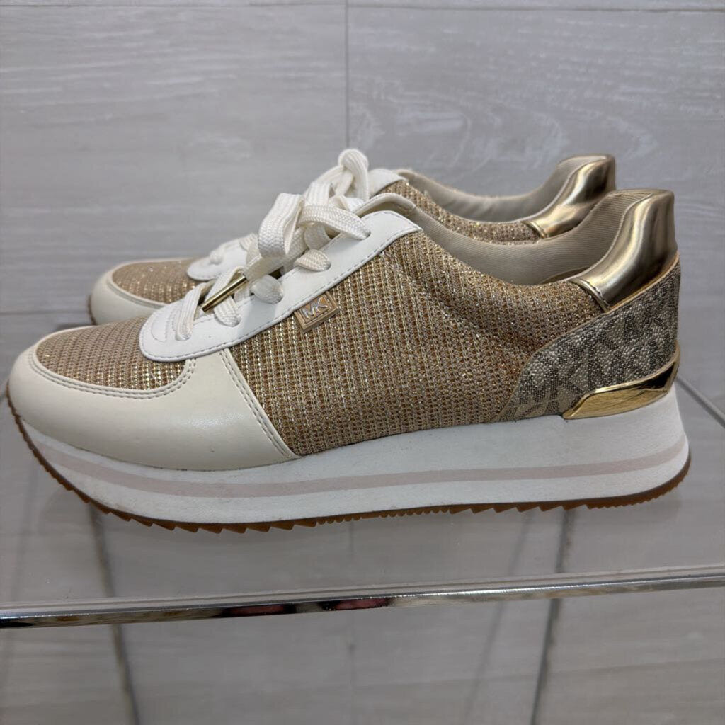 Michael Kors White/ Gold Shimmer Monique Sneakers 8