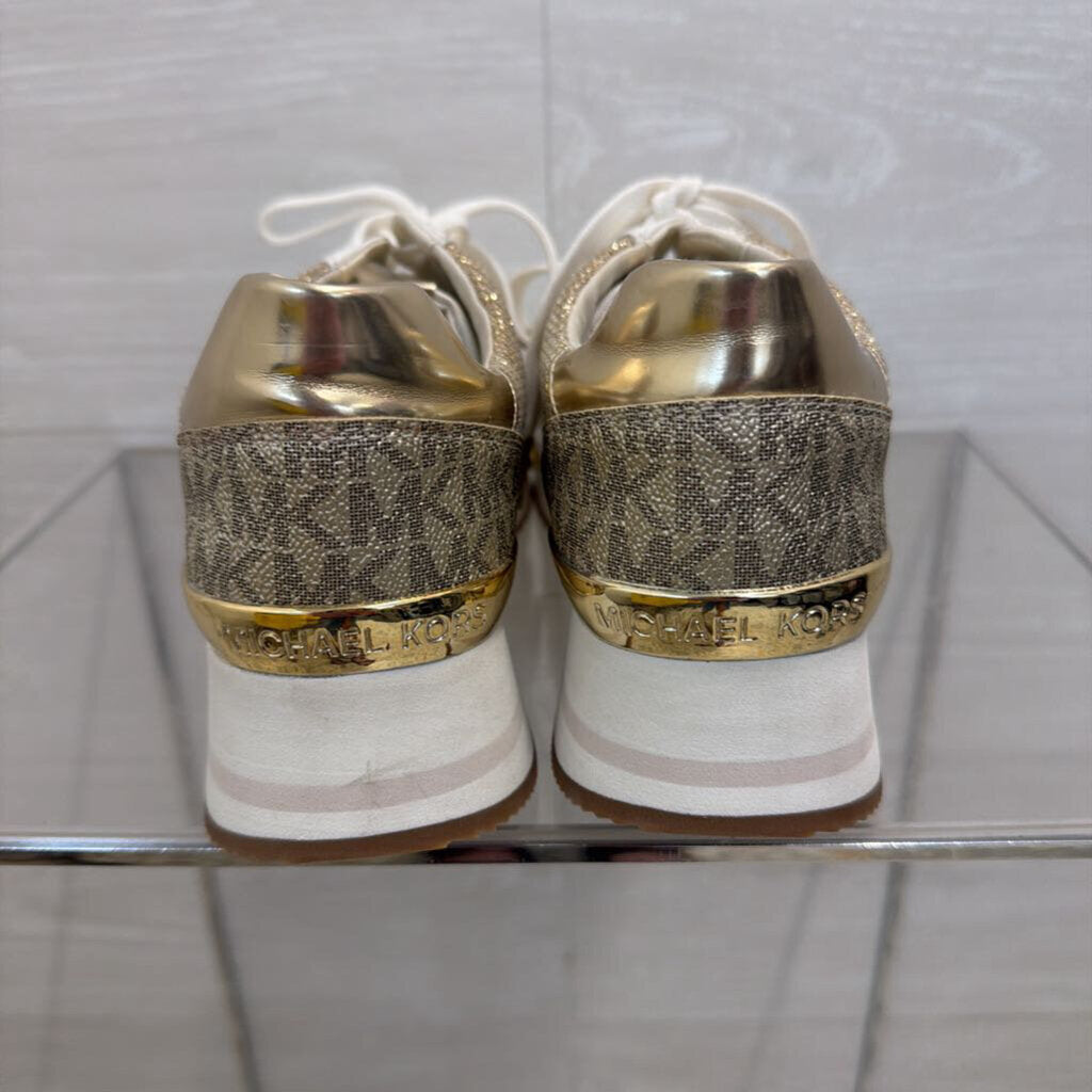 Michael Kors White/ Gold Shimmer Monique Sneakers 8