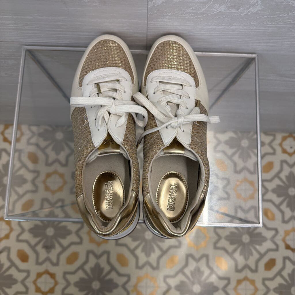 Michael Kors White/ Gold Shimmer Monique Sneakers 8