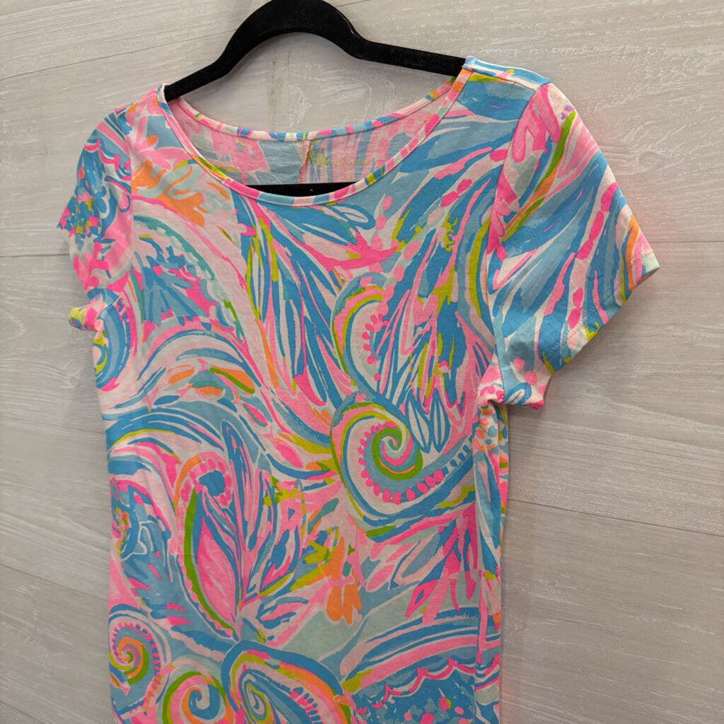 Lilly Pulitzer Pink/ Multi Print Short Sleeve Dress Extra Small