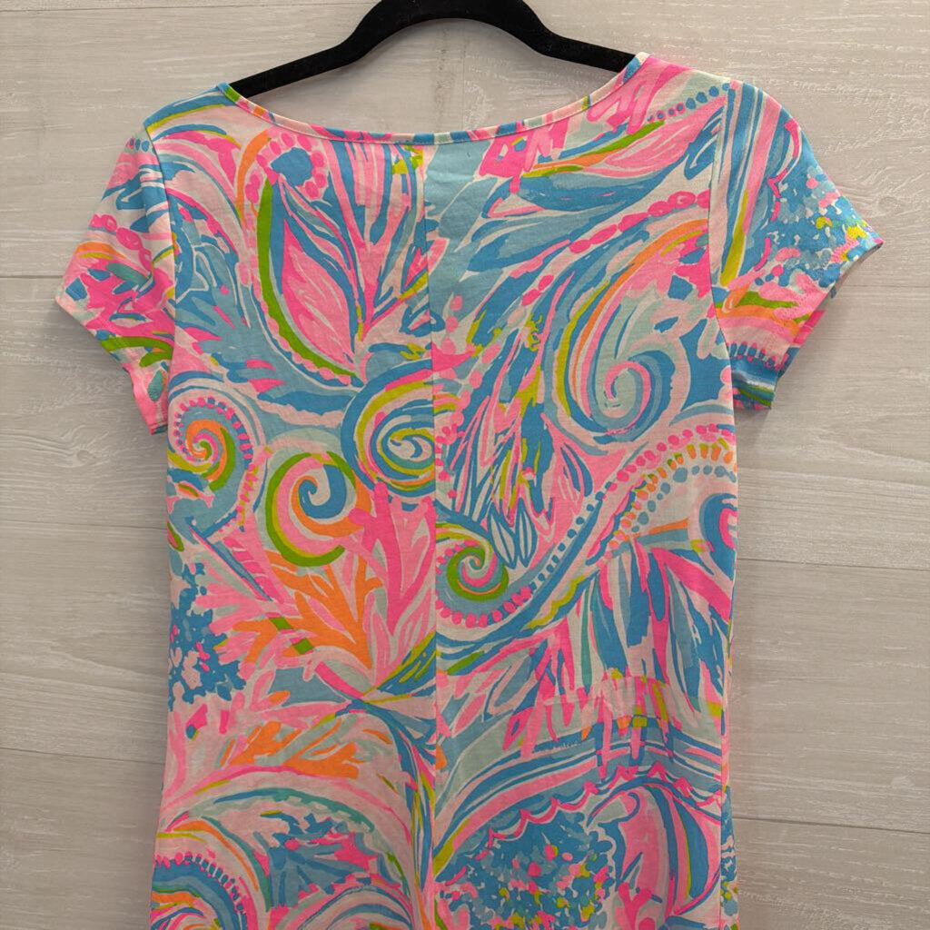 Lilly Pulitzer Pink/ Multi Print Short Sleeve Dress Extra Small