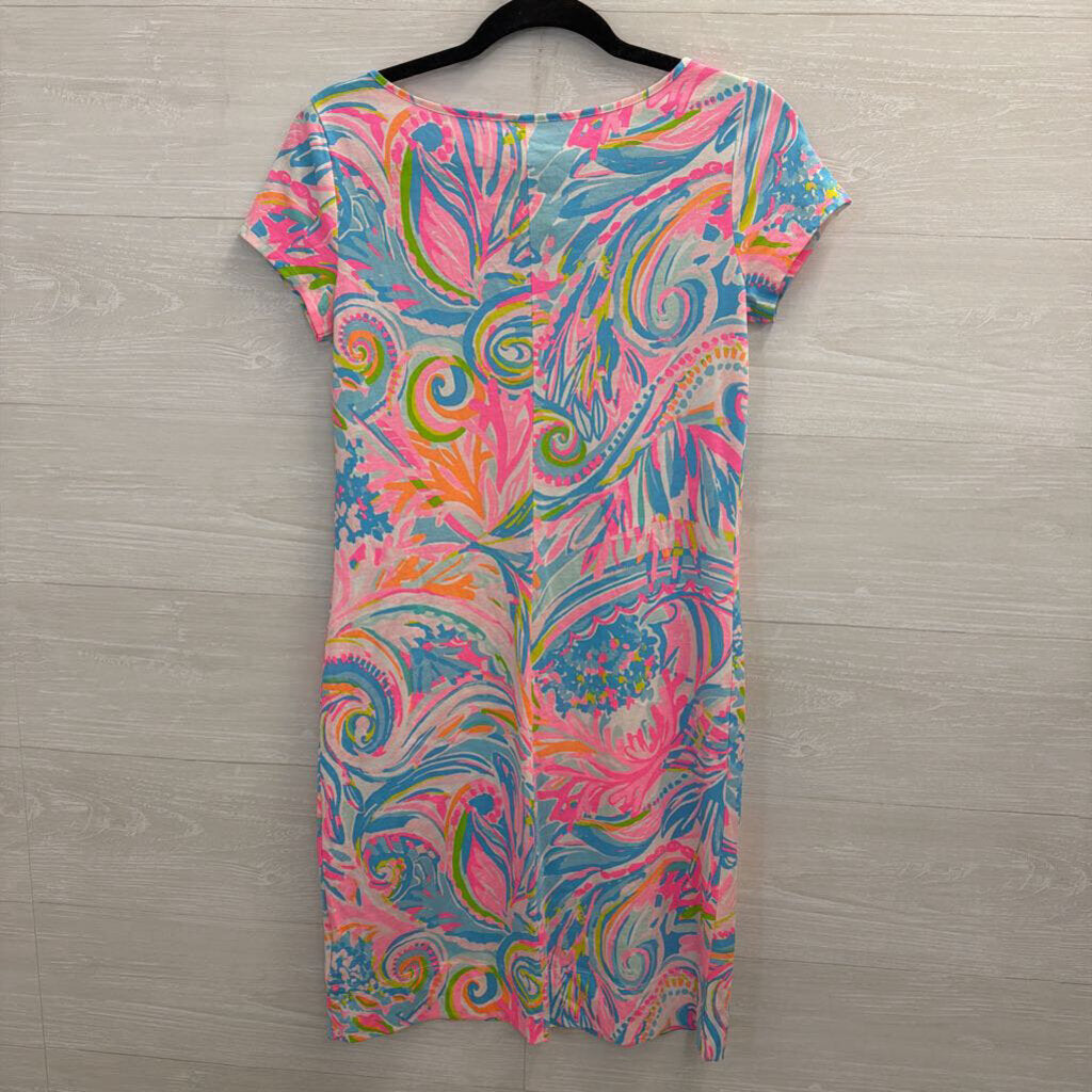 Lilly Pulitzer Pink/ Multi Print Short Sleeve Dress Extra Small