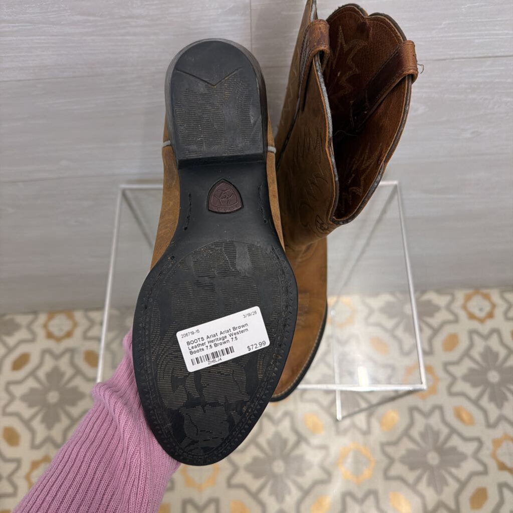 Ariat Brown Leather Heritage Western Boots 7.5