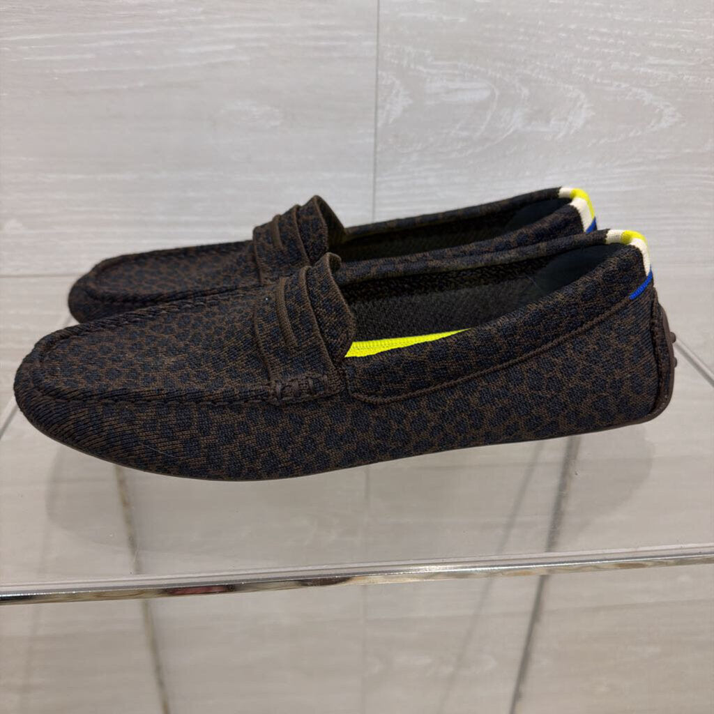 Rothy's Black/ Brown Leopard Print The Driver Loafers 10.5