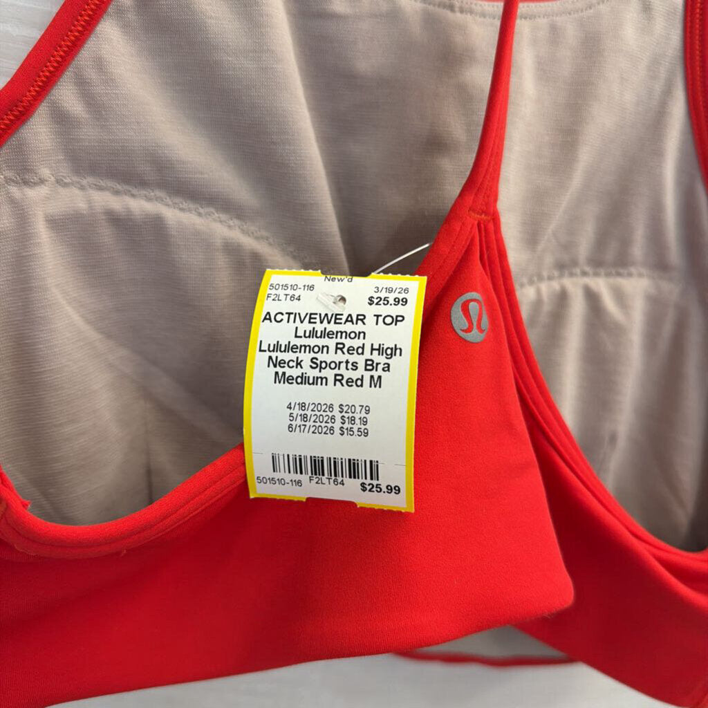Lululemon Red High Neck Sports Bra Medium
