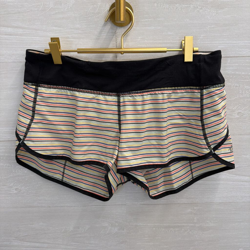 Lululemon Black/ Multi Striped Speed Short With Mermaid Logo 6