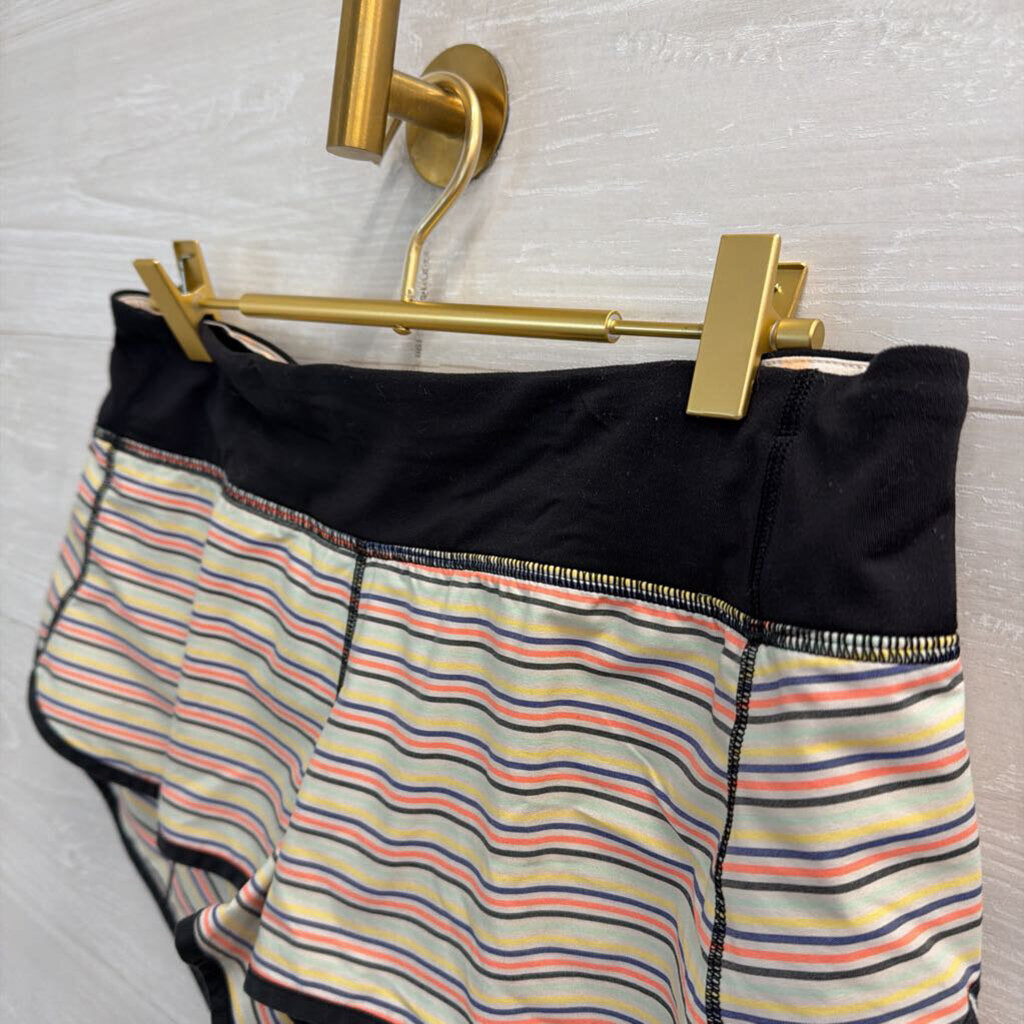 Lululemon Black/ Multi Striped Speed Short With Mermaid Logo 6