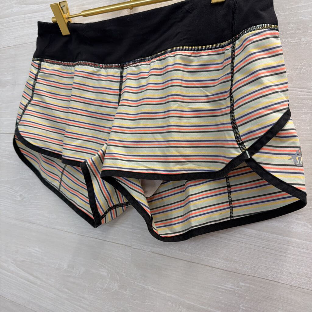 Lululemon Black/ Multi Striped Speed Short With Mermaid Logo 6