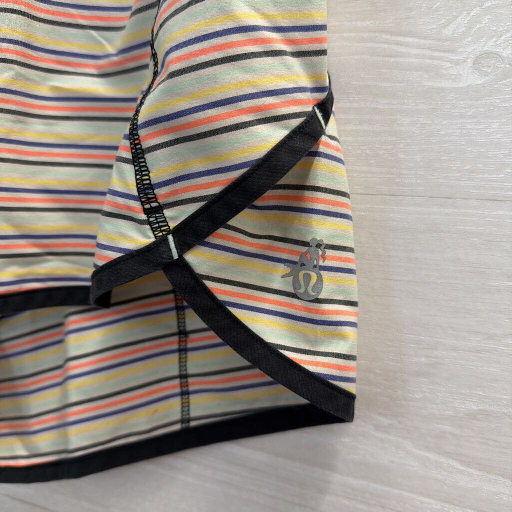 Lululemon Black/ Multi Striped Speed Short With Mermaid Logo 6