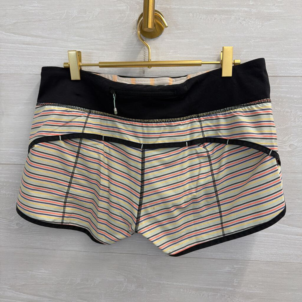 Lululemon Black/ Multi Striped Speed Short With Mermaid Logo 6