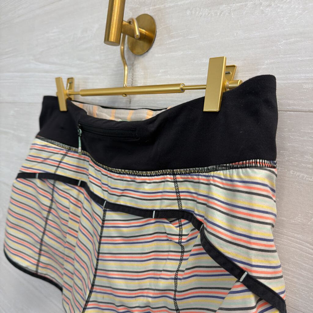 Lululemon Black/ Multi Striped Speed Short With Mermaid Logo 6
