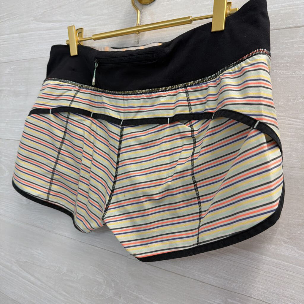 Lululemon Black/ Multi Striped Speed Short With Mermaid Logo 6