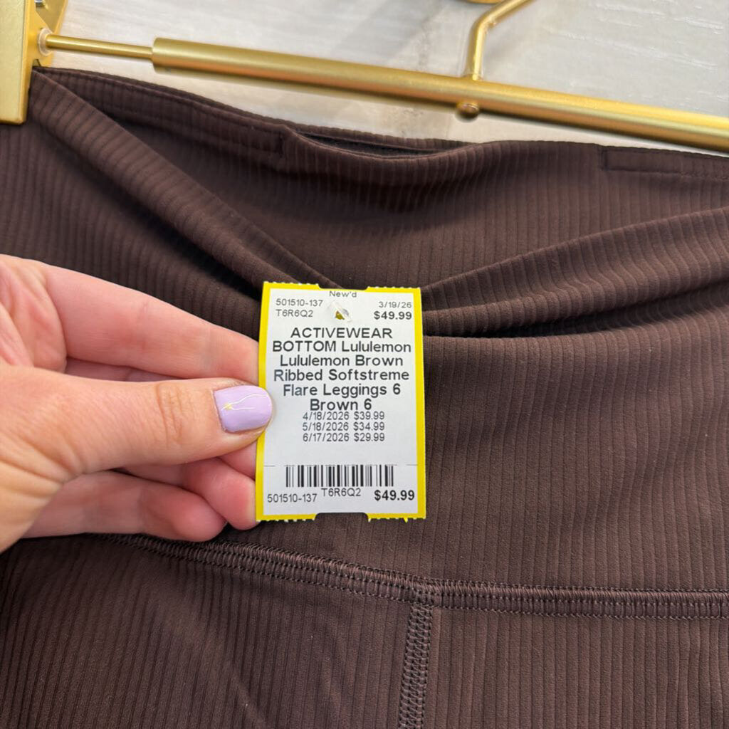 Lululemon Brown Ribbed Softstreme Flare Leggings 6