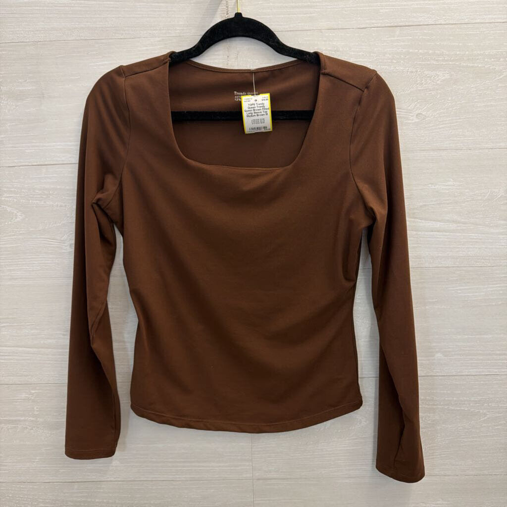 Trendy Queen Brown Fitted Long Sleeve Top Medium