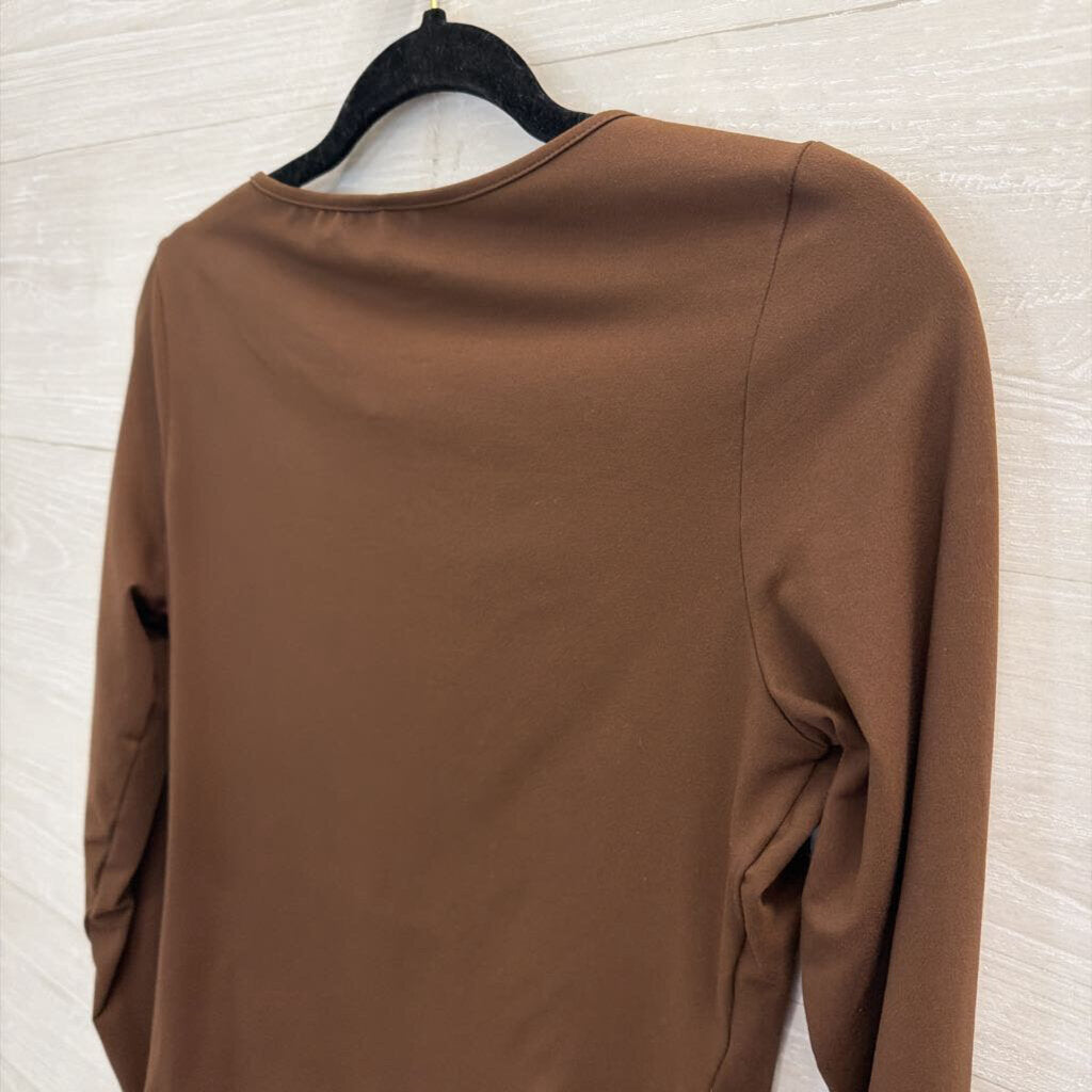 Trendy Queen Brown Fitted Long Sleeve Top Medium