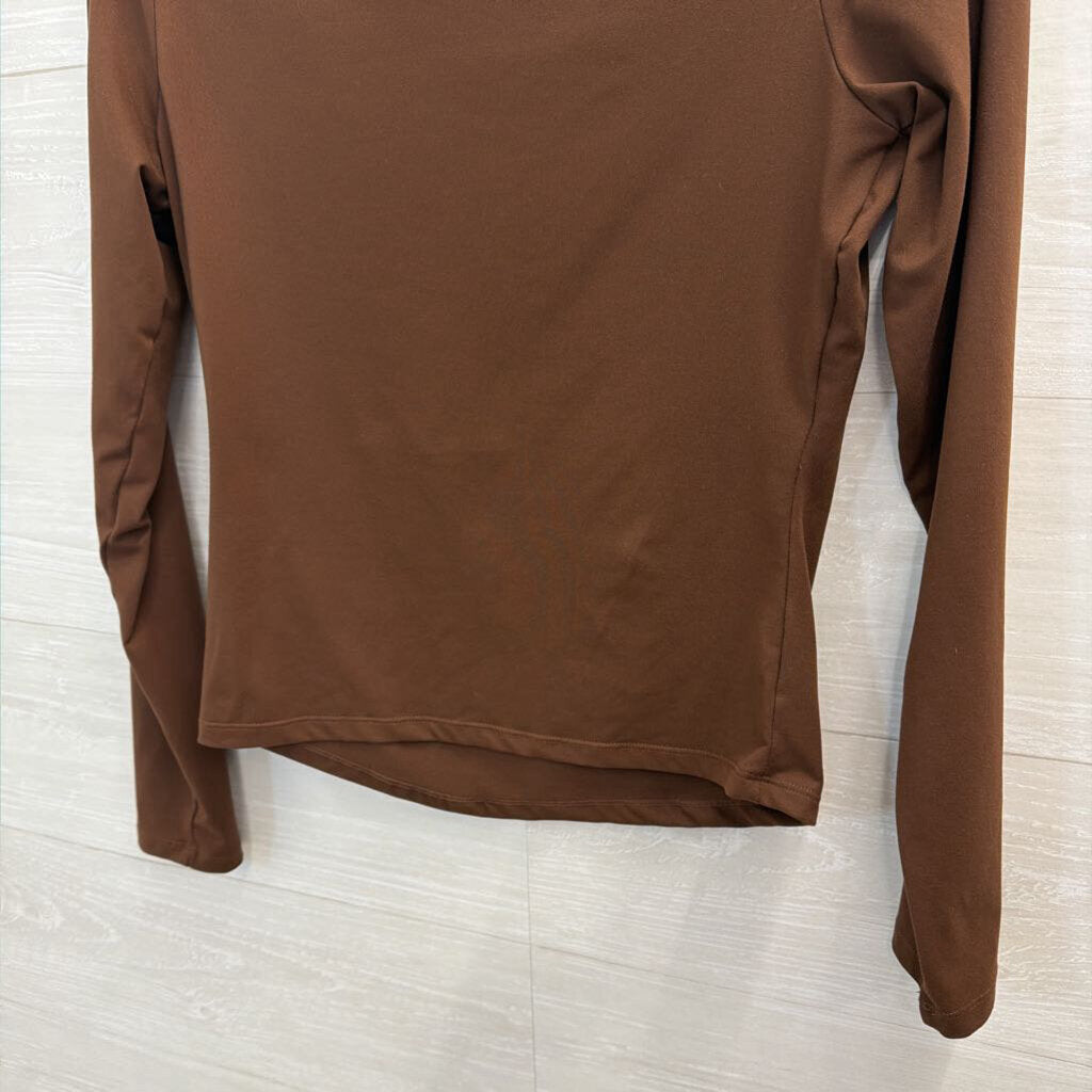 Trendy Queen Brown Fitted Long Sleeve Top Medium