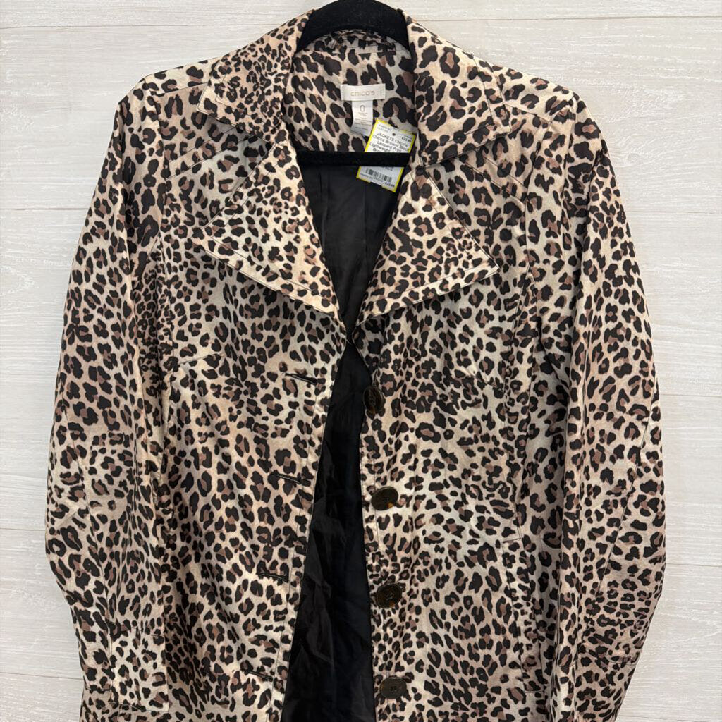 Chicos Brown/ Black Leopard Print Lightweight Jacket 0