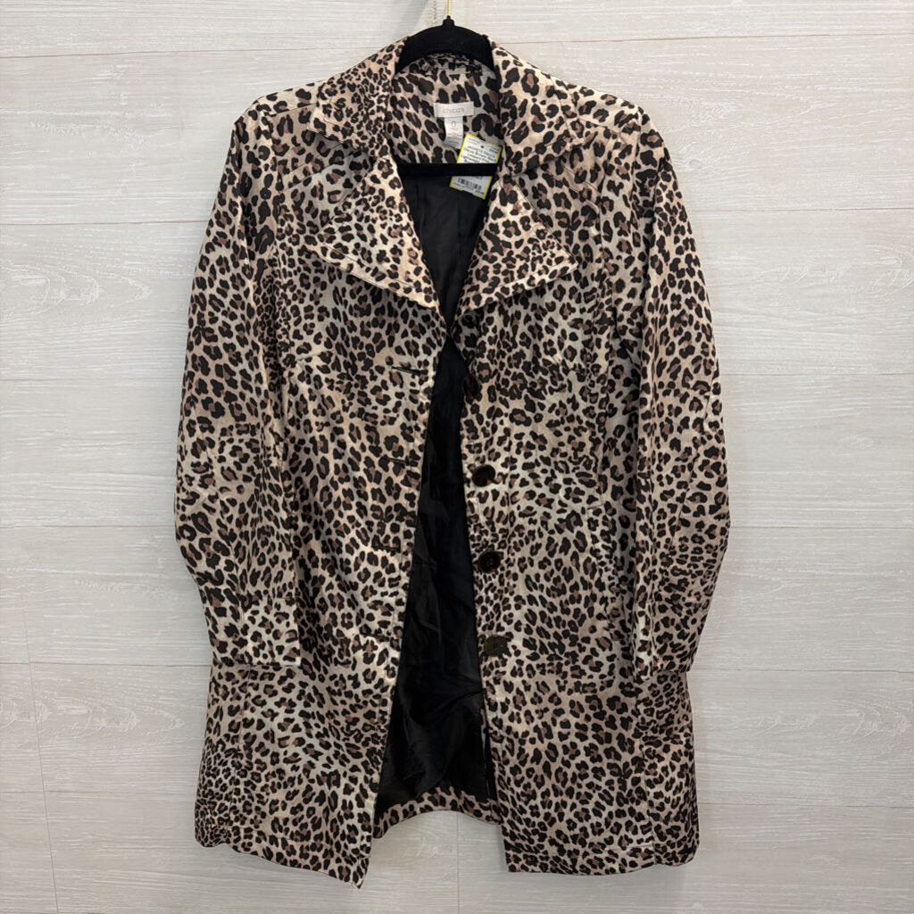 Chicos Brown/ Black Leopard Print Lightweight Jacket 0